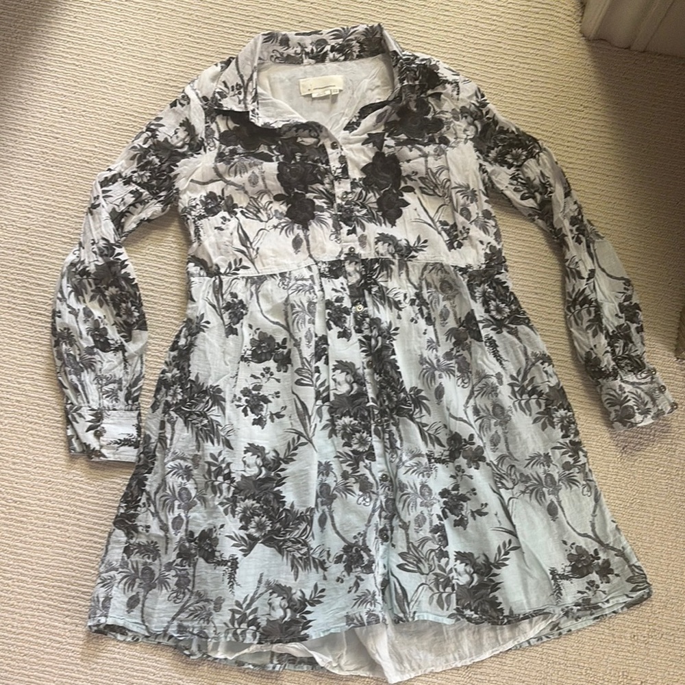 Anthropologie Black and White Dress Button Down